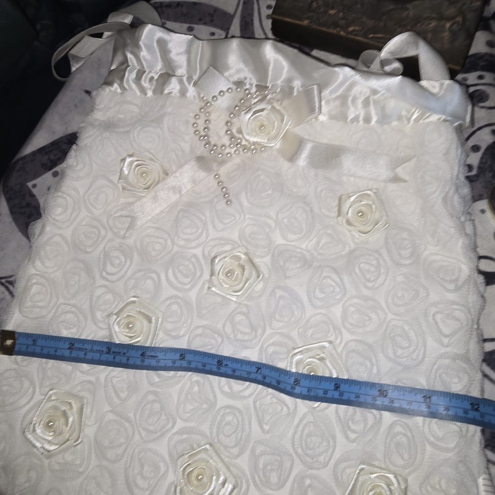 Chic White Rose Embellished Dress Purse/ Pouch